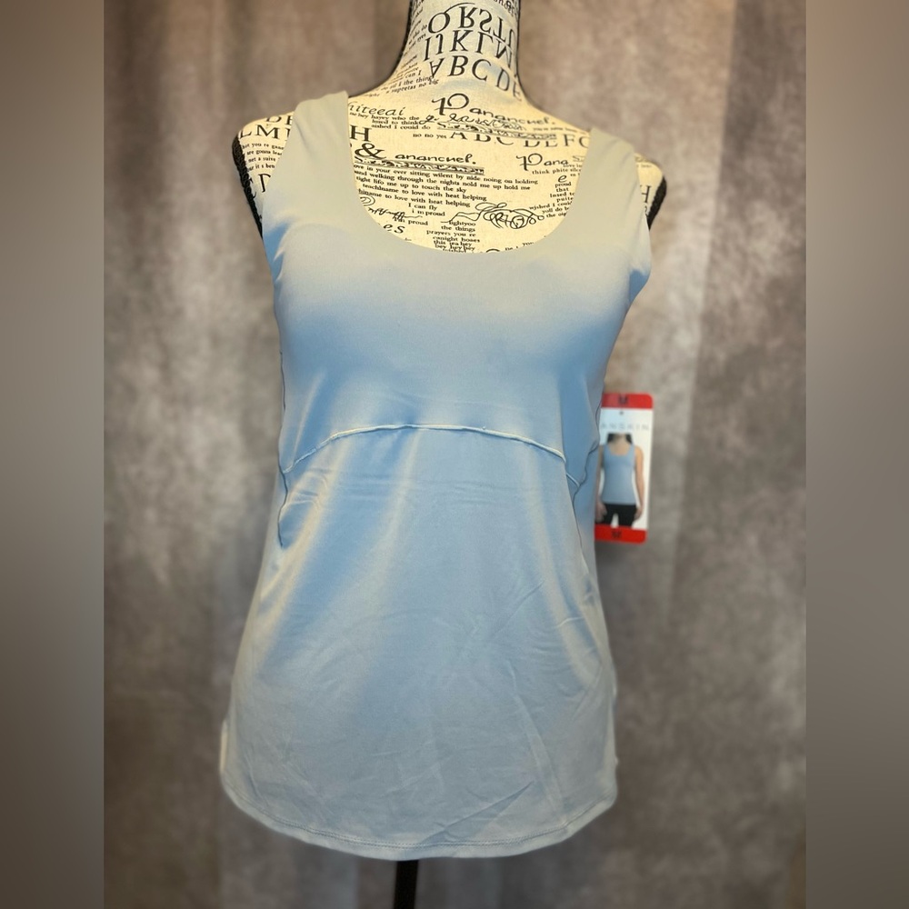 Danskin Light Blue Women's Tank Top with Built-in Shelf Bra Medium New With Tags